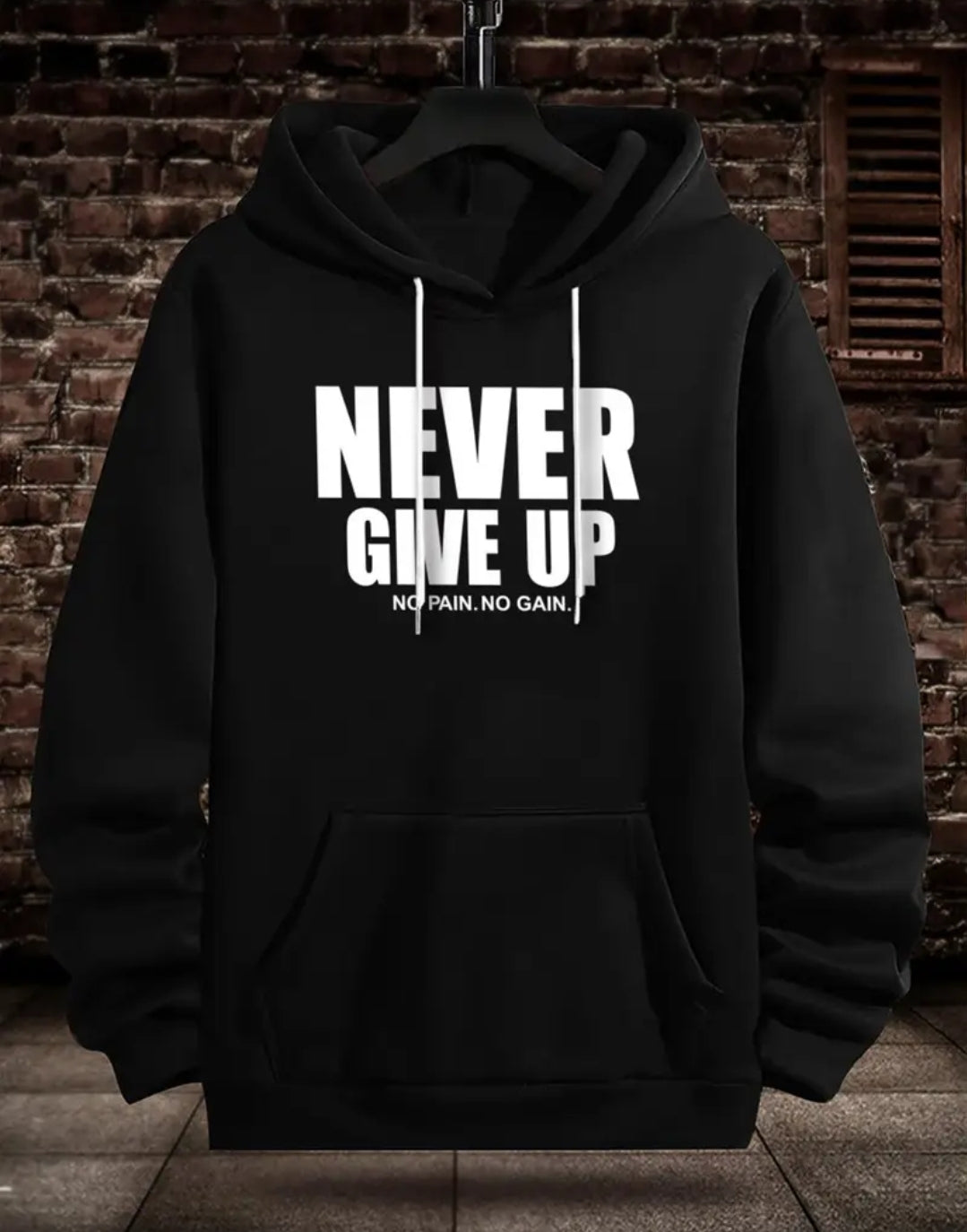 Sweat à capuche imprimé "Never Give Up" - Sweat-shirt en tricot de polyester avec capuche