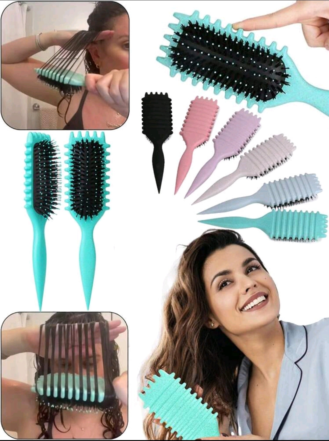 Nouvelle brosse définissante des boucles 2025 - Brosse à boucler anti-frisottis pour hommes et femmes, outil de coiffage