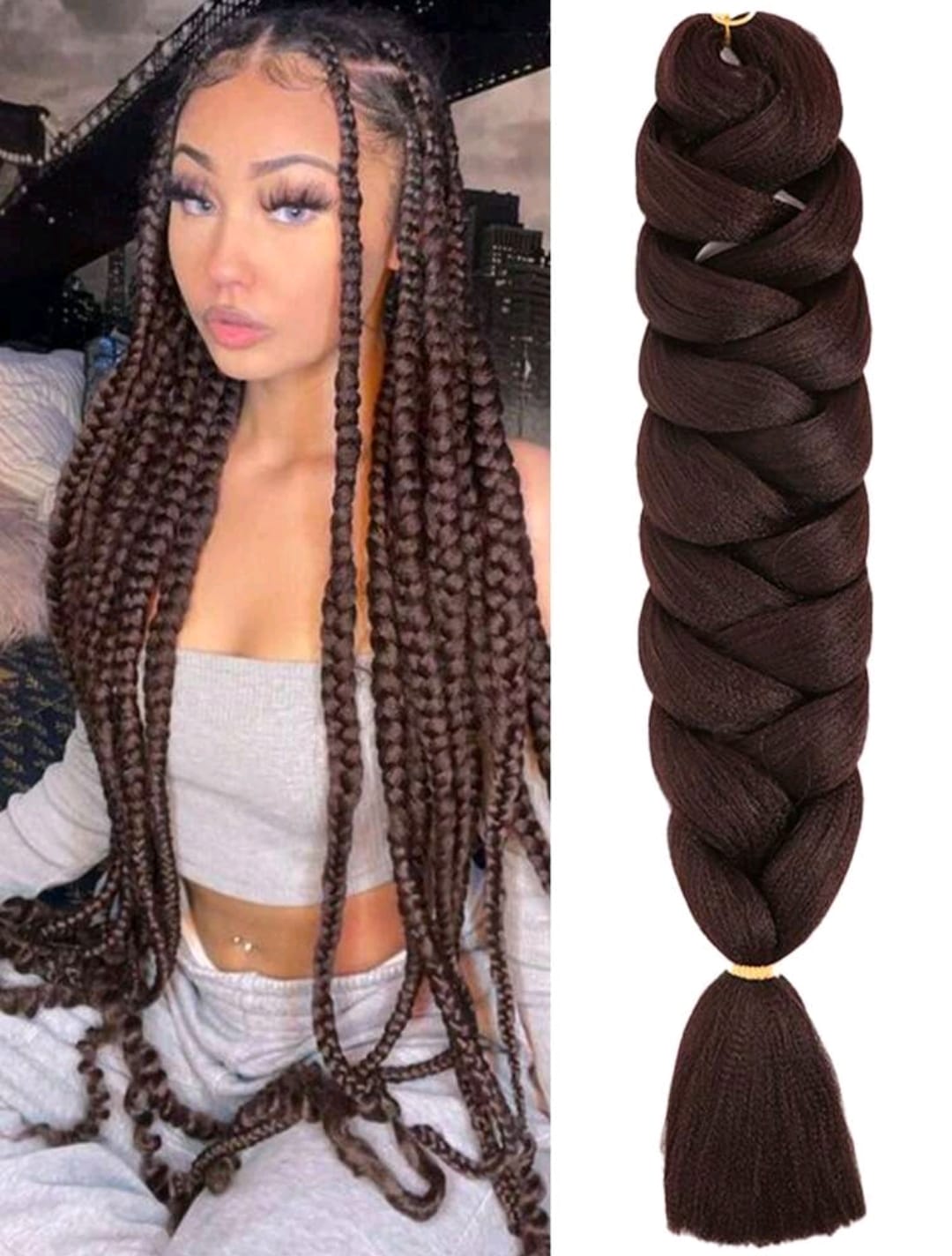 Extensions de cheveux tressés noirs pré-étirés de 40 pouces, pack de 1, cheveux synthétiques à basse température