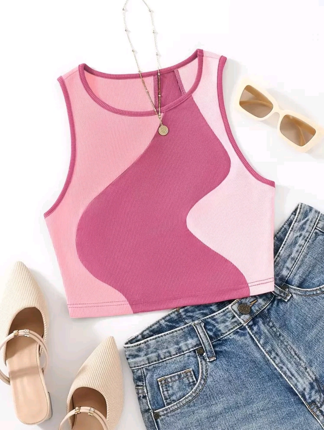 Flirla Top sans manches à blocs de couleurs