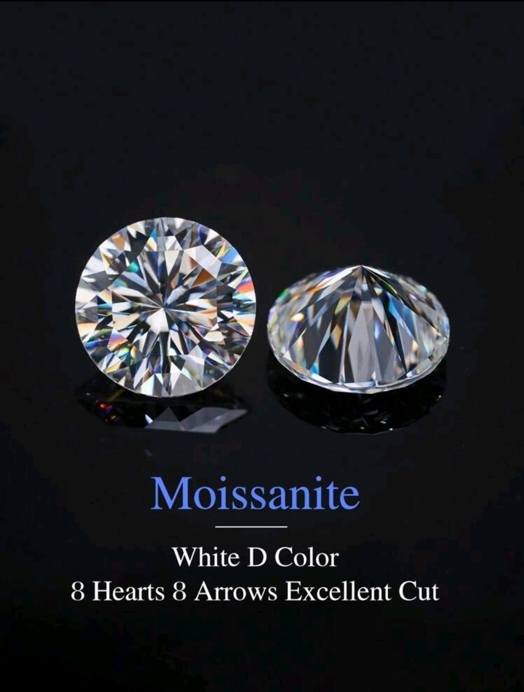 1 pièce Bague de fiançailles en diamant moissanite de couleur D à 10 carats à double rangée de quatre griffes pour femmes, en argent sterling S925
