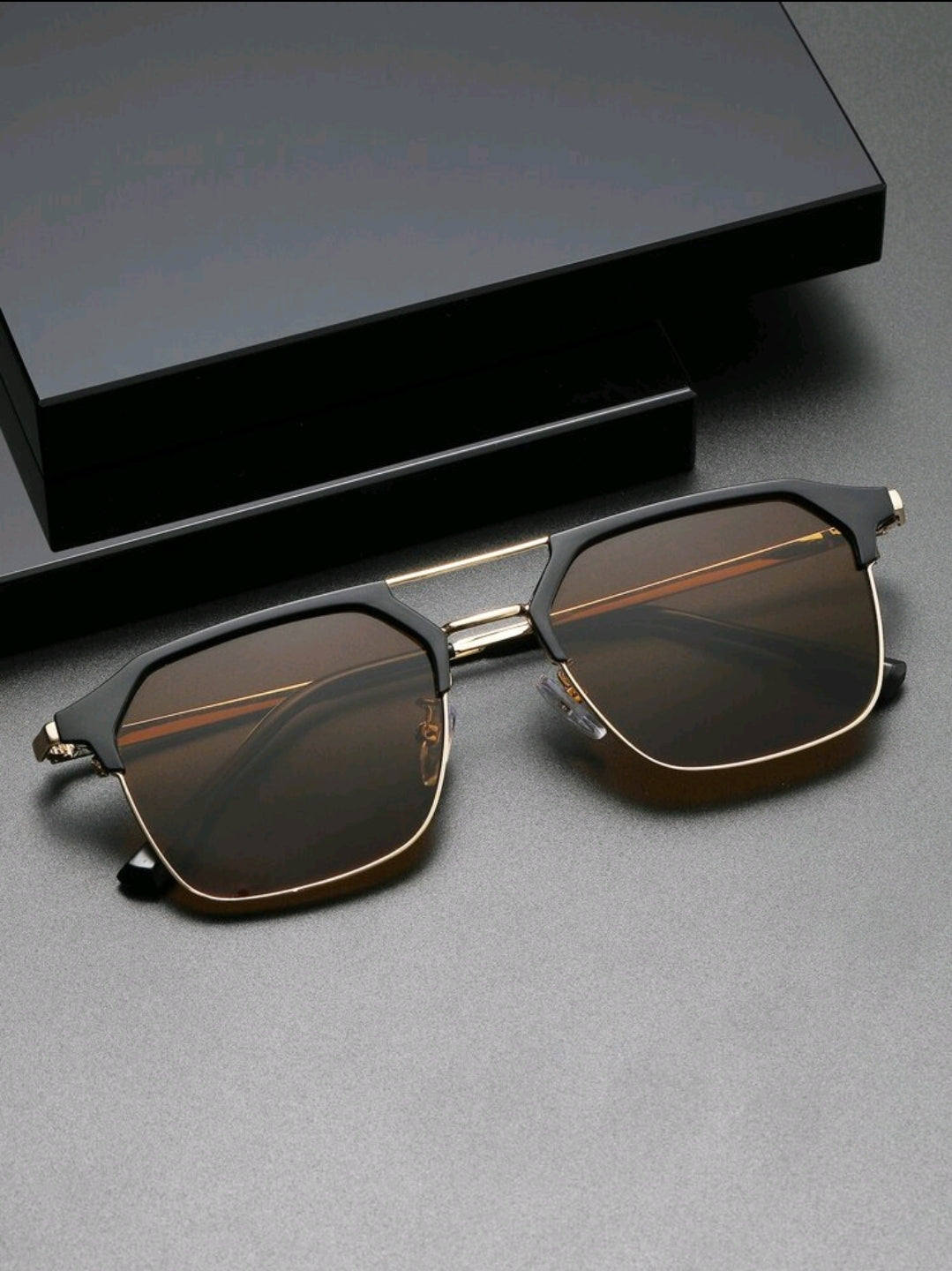 1 pièce Lunettes de soleil aviateur à décor métallique carré élégantes
