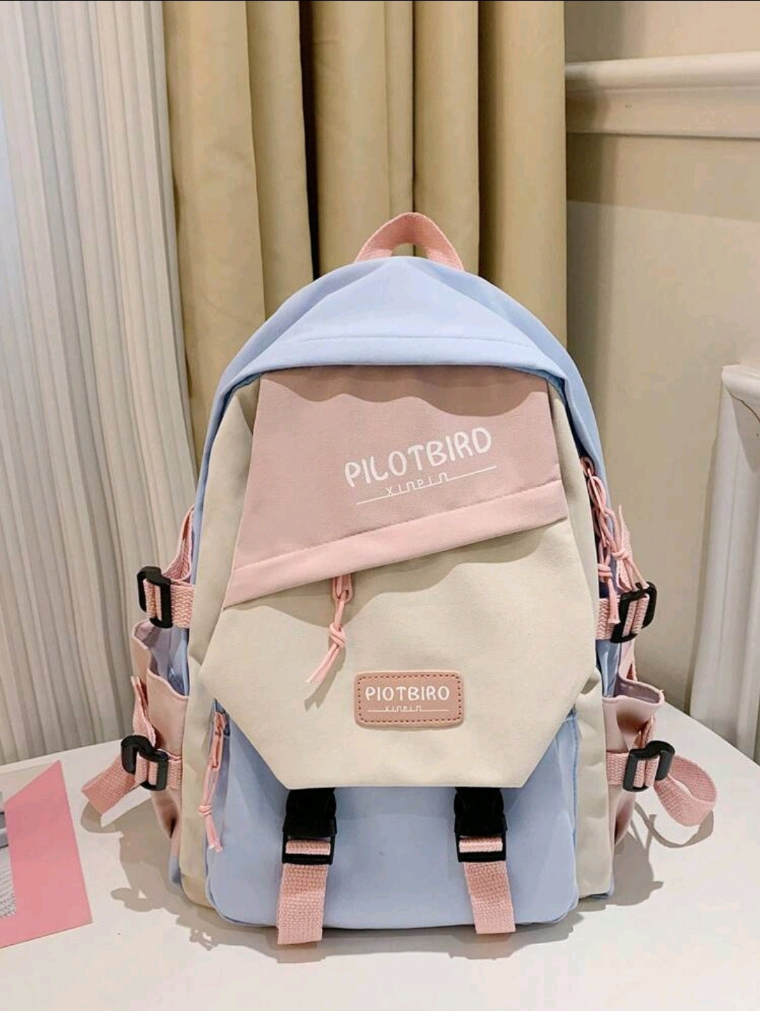 Pilotbird Grand sac à dos décontracté à plusieurs poches de couleur contrastée pour étudiants