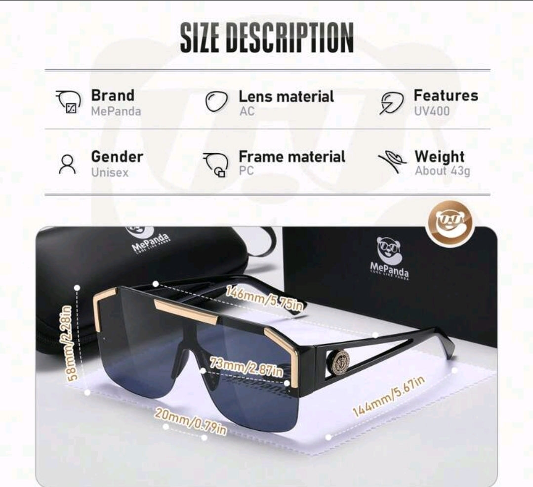 MePanda Lunettes de mode à monture creuse unisexe MePanda avec branches miroir, parfaites pour un look élégant