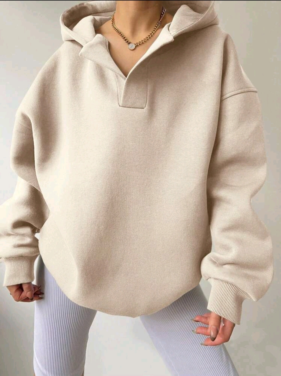 INAWLY Pull surdimensionné décontracté à capuche unicolore pour femmes, automne/hiver