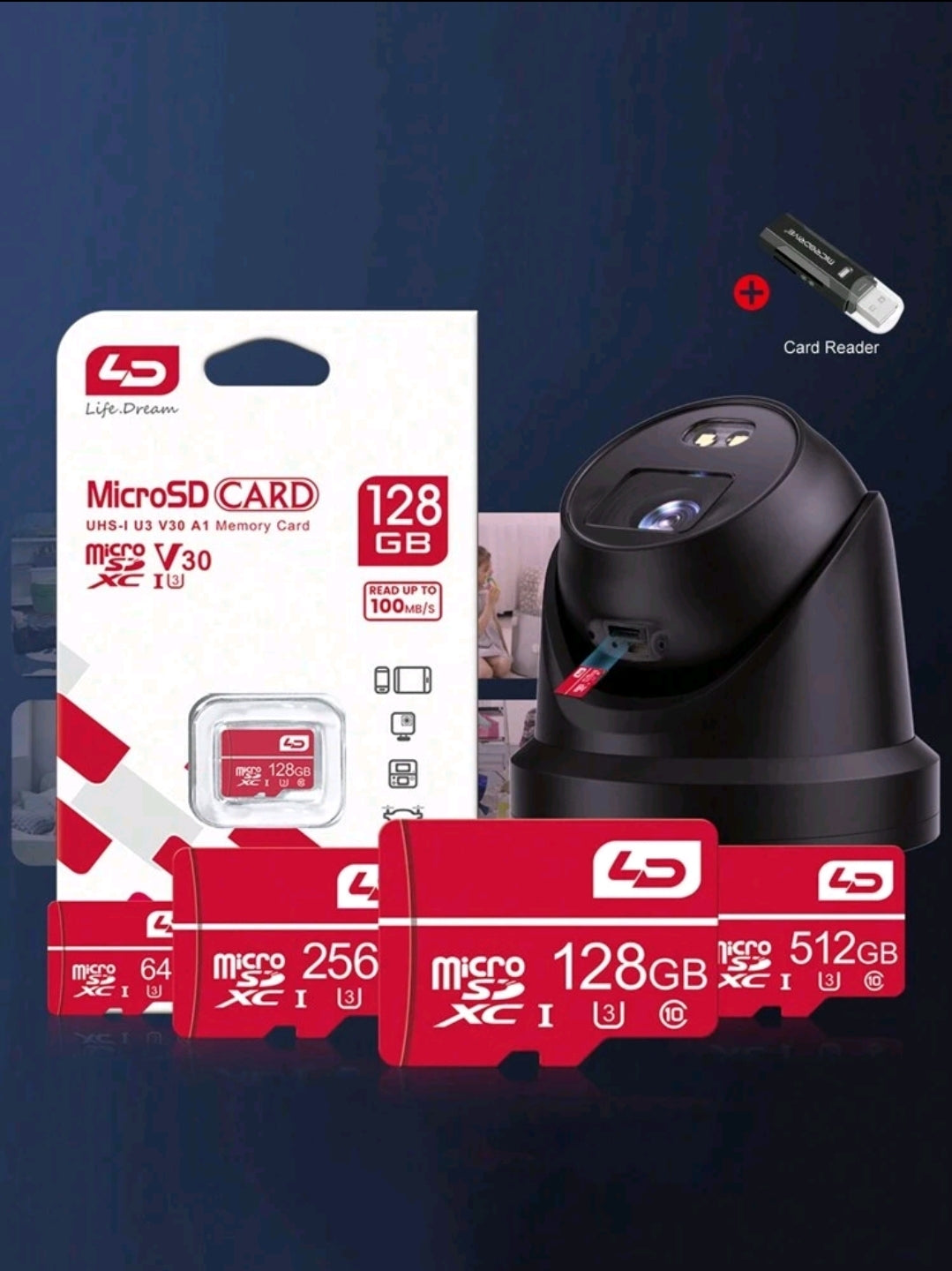 LD Carte Mémoire Ld Micro Sd Tf, 4 Go, 8 Go, 16 Go, 32 Go, 64 Go, 128 Go, 256 Go, 512 Go Sdxc/sdhc Mini Sd Card Class 10 Tf Flash Mini Sd Card + Lecteur De Carte Usb2.0