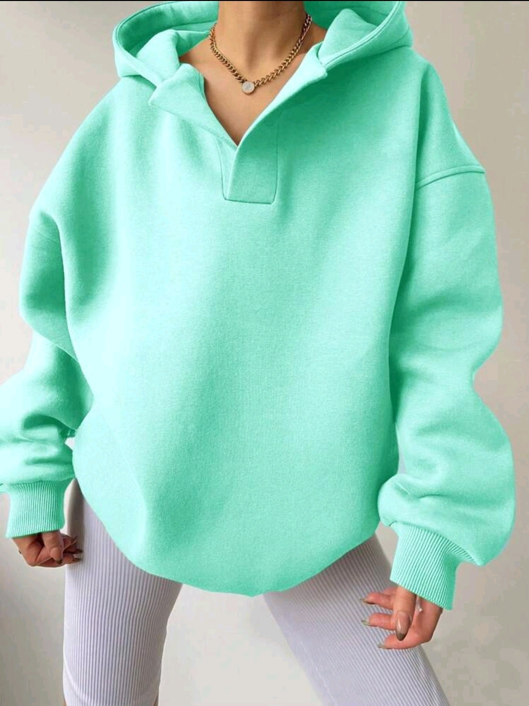 INAWLY Pull surdimensionné décontracté à capuche unicolore pour femmes, automne/hiver
