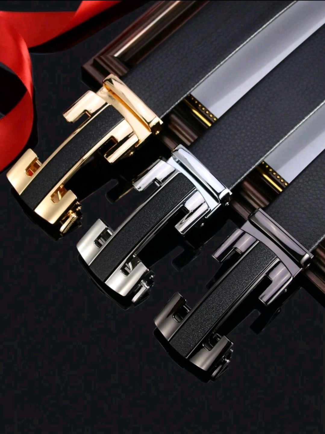 Ceinture pour hommes avec boucle automatique, ceinture avec motif lettre