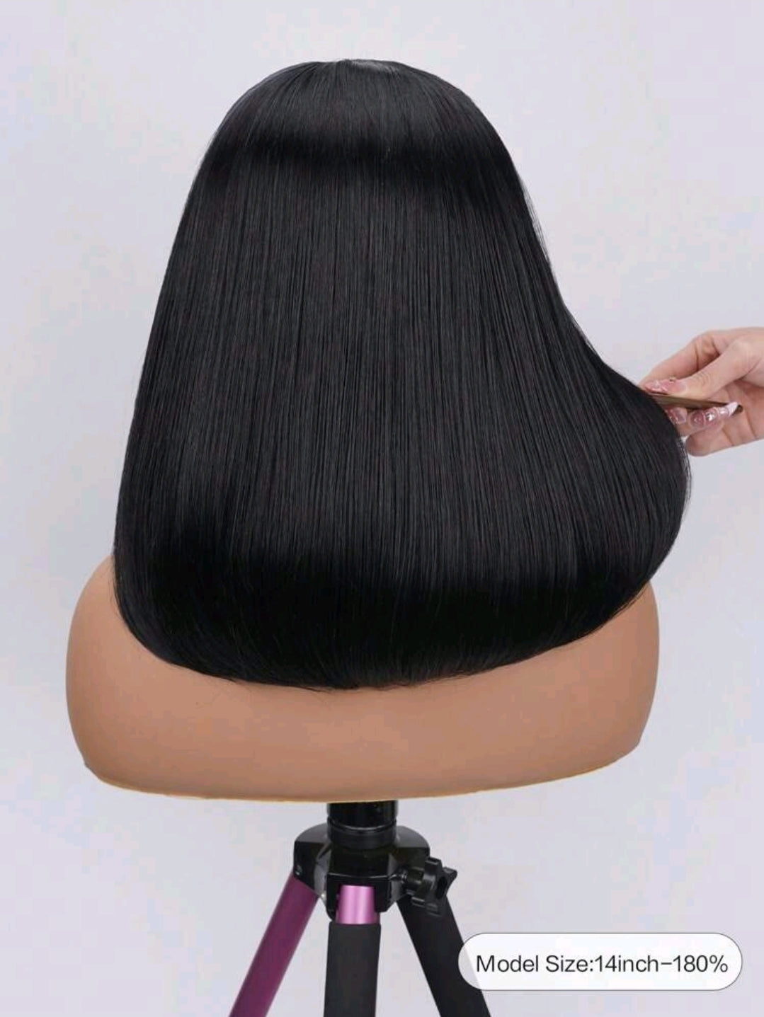 Perruque de style bob en cheveux humains, densité de 180 %, avec une base de lace frontale transparente de 13x4.