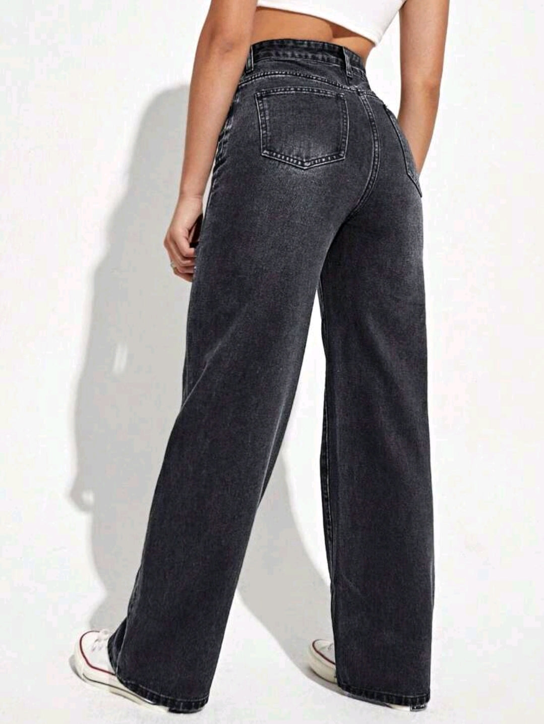 Pantalon en denim décontracté pour femmes au look élégant, de couleur unie