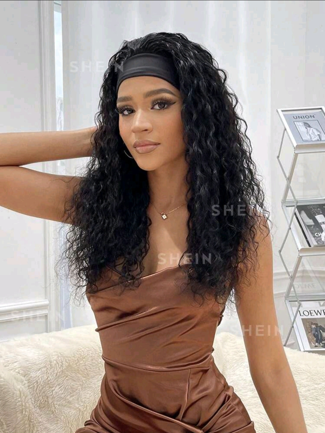 Perruque bandeau à vague d'eau couleur noir naturel, cheveux humains vierges brésiliens non traités, perruque fabriquée à la machine, facile à porter, convient pour 130%, 150%, 180%