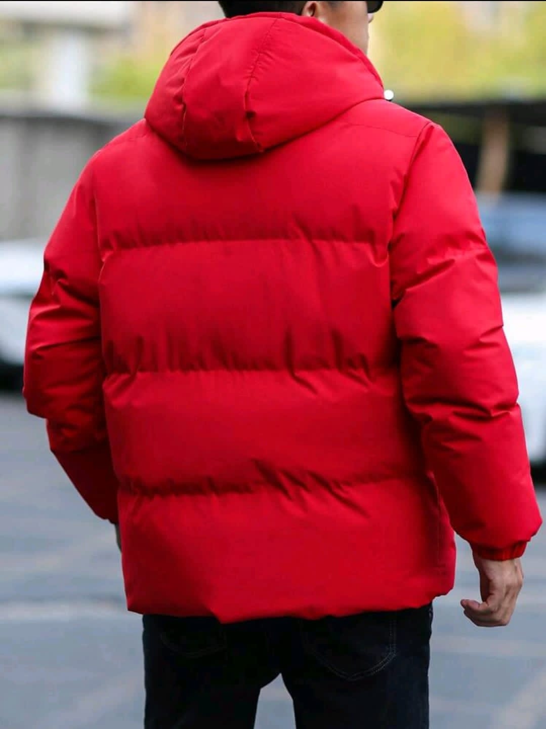 Manfinity Homme Manteau matelassé à capuche ample et décontracté à manches longues de couleur unie