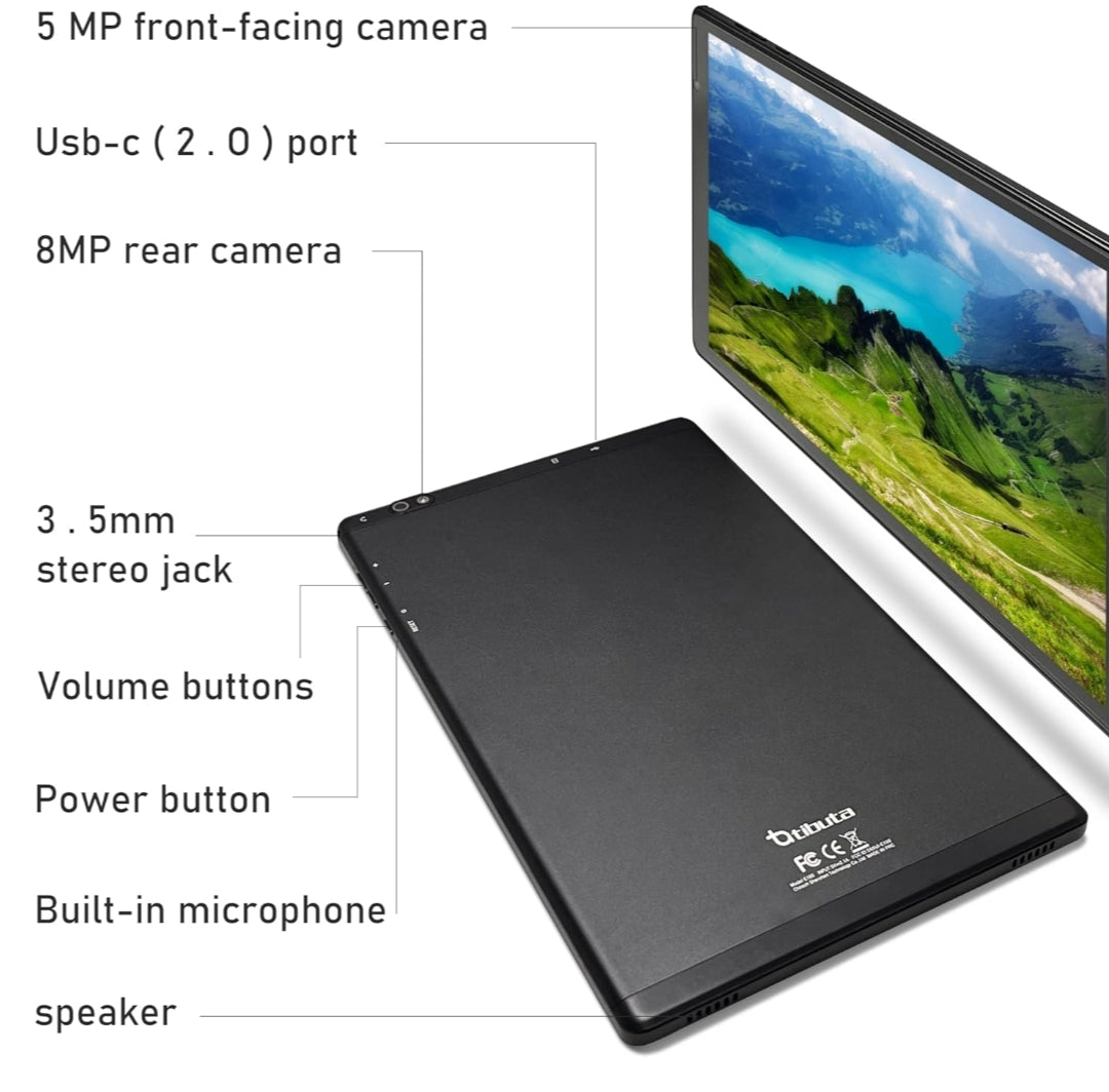 Tablette Android 13, 10 pouces avec étui de protection, processeur quad-core, caméra frontale 5 MP et caméra arrière 8 MP, tablette Bluetooth IPS 5000 mAh, tablette WiFi (A20 4 Go + 32 Go)