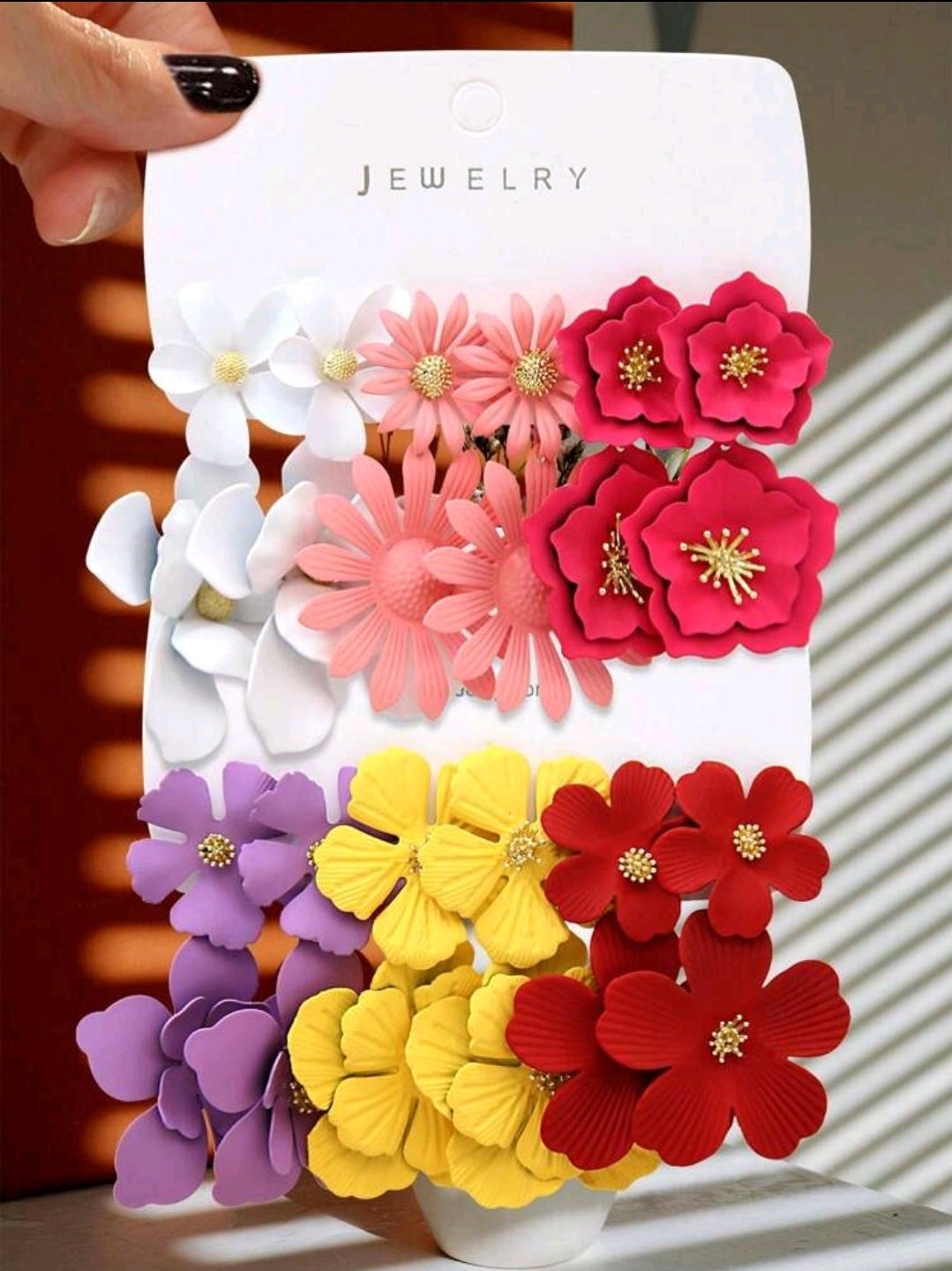 Betykuku 12 pièces Ensemble de boucles d'oreilles pendantes en métal avec fleurs de style bohème en couleurs mélangées, cadeau pour femmes et filles pour la Saint-Valentin, la fête des mères ou la fête des mères