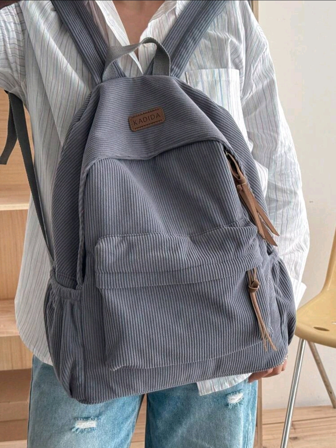 1 sac à dos femme de grande capacité simple, couleur unie, convient pour les voyages, le shopping, le transport d'un ordinateur portable, de livres, de vêtements, design décontracté