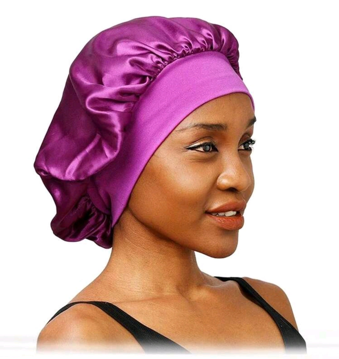Nouveau bonnet de nuit à large bord en satin unicolore pour femmes