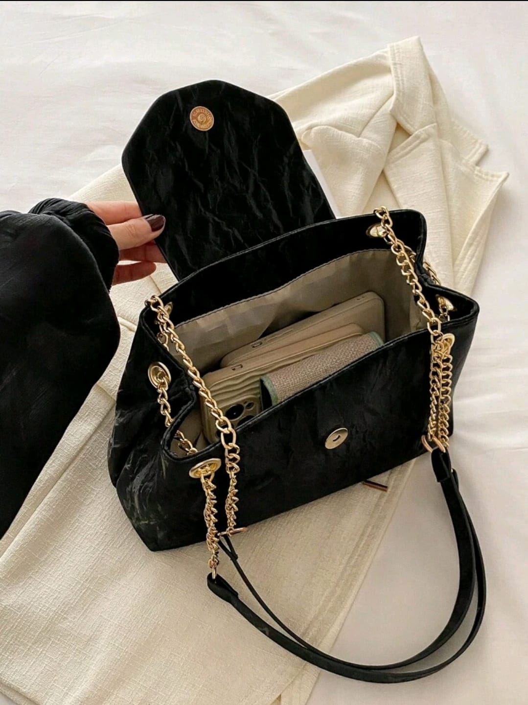Sac de chaîne sous le bras, décontracté et minimaliste et sac seau à bandoulière, convient pour les courses