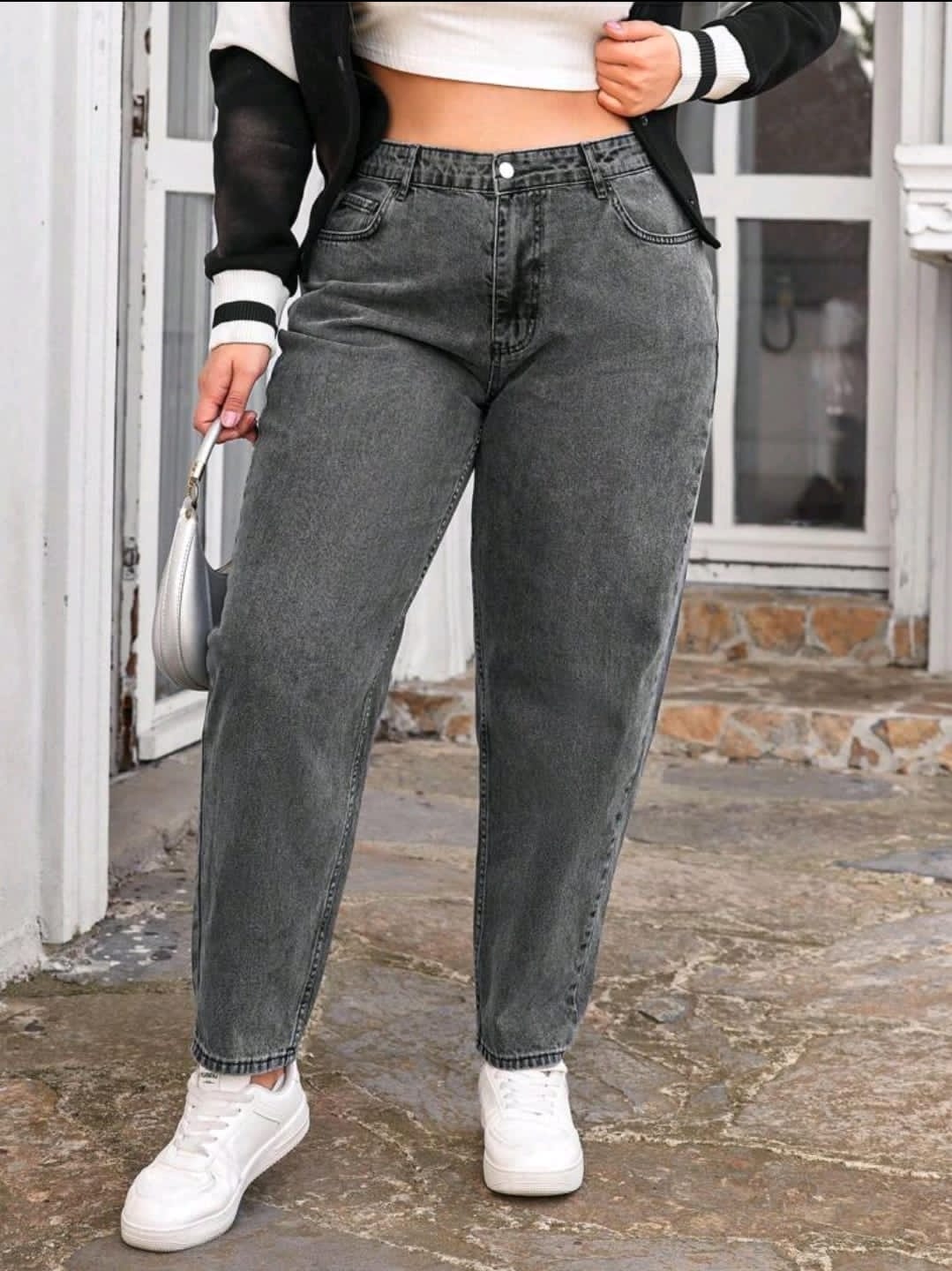 Cottnline Jeans maman taille haute coupe confort en 100% coton