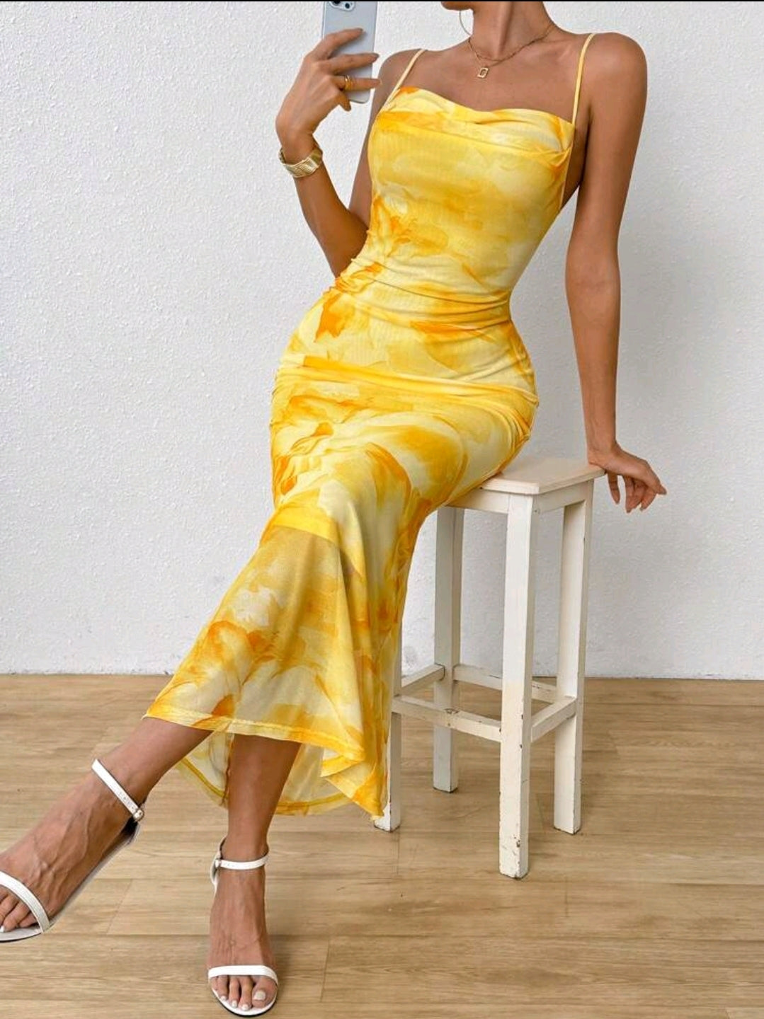 Rafferiza Robe moulante à ourlet sirène à volants design à la mode pour femmes