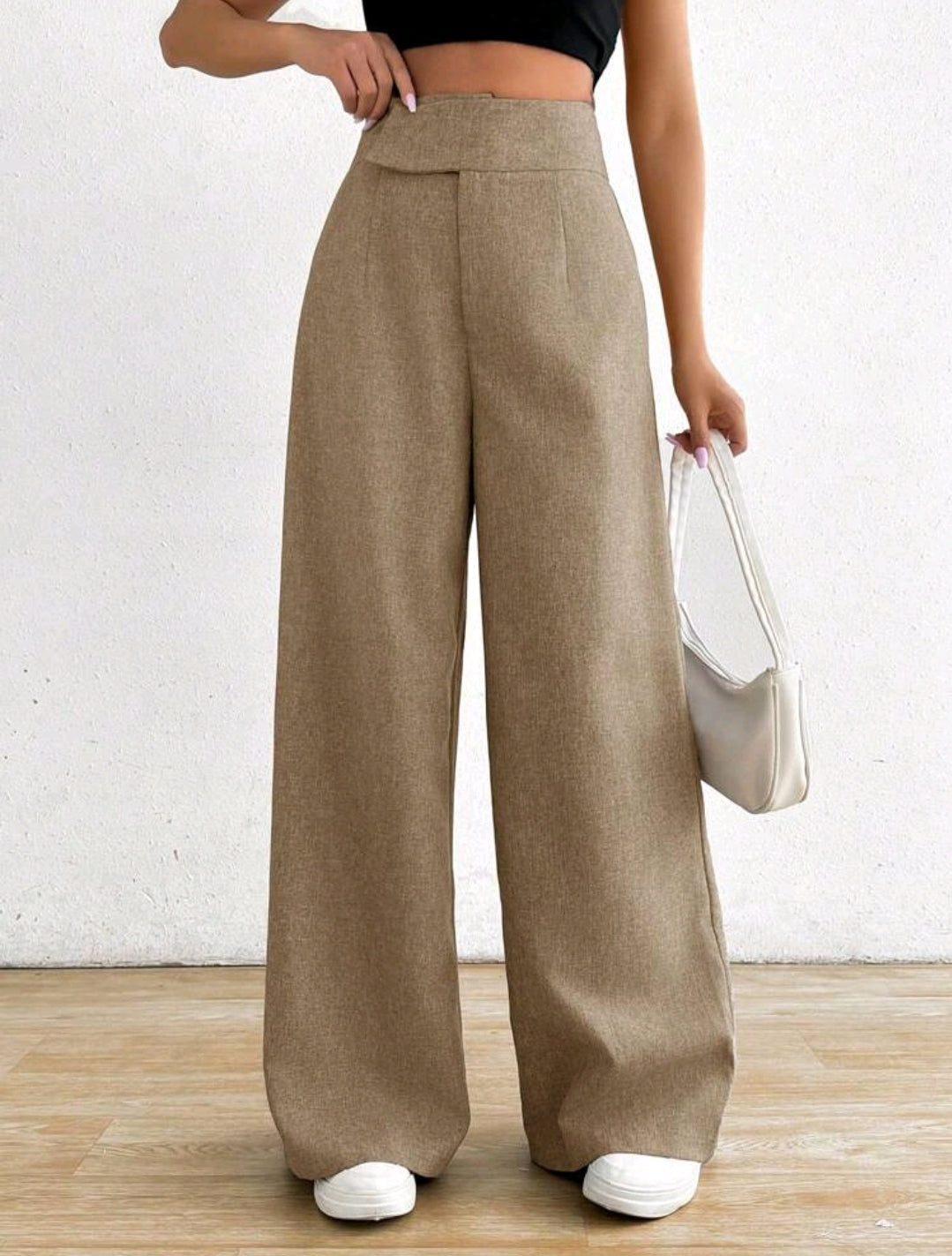 Rafferiza 1 pièce Pantalon casual ample asymétrique à la taille pour femmes