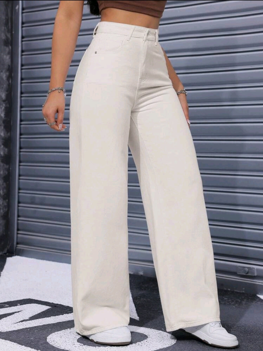 Jeans amples et décontractés à jambes larges avec poches pour femmes