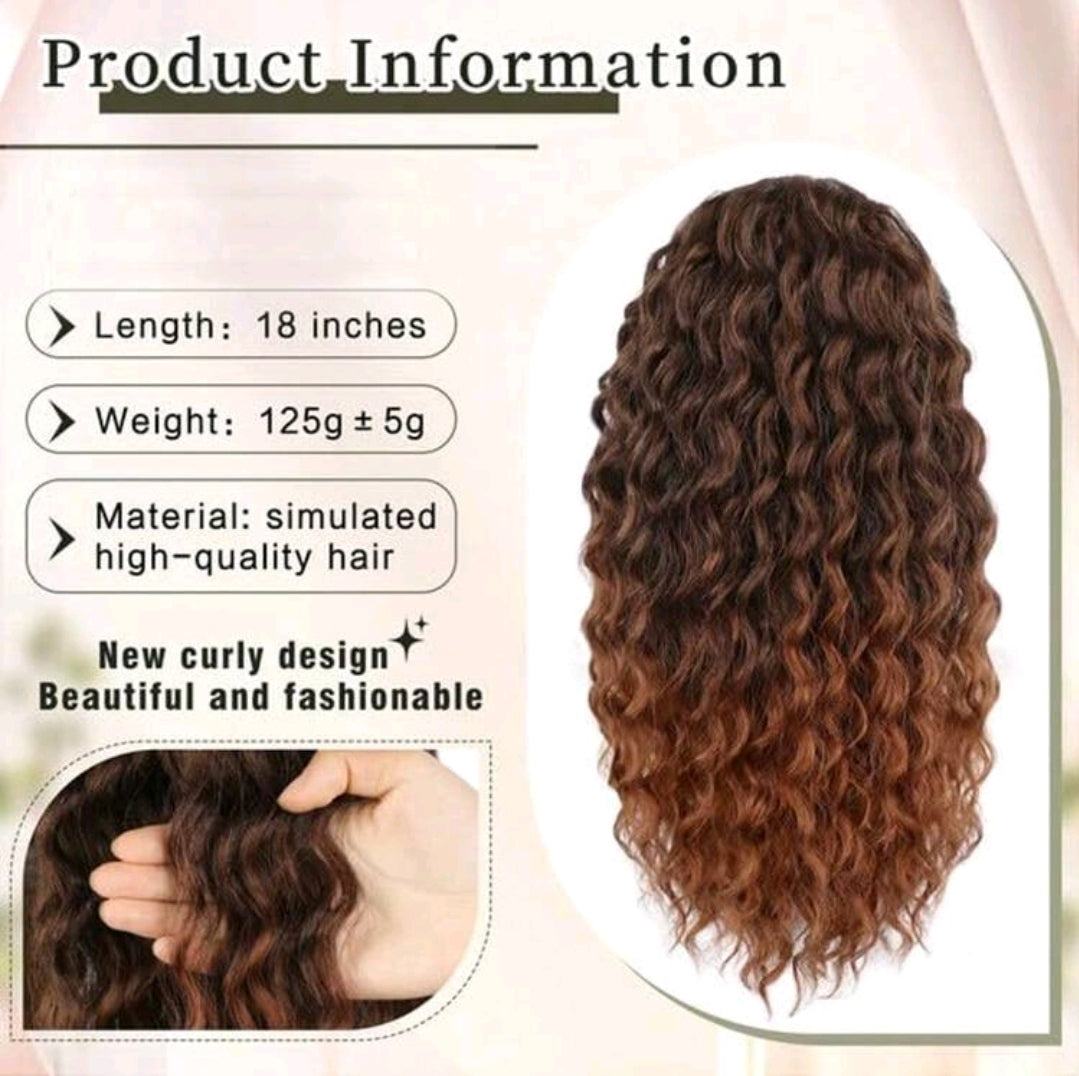 Extension de queue de cheval, extension de queue de cheval bouclée à cordon pour femmes, extensions de cheveux synthétiques noirs naturels 4# , 18 inch