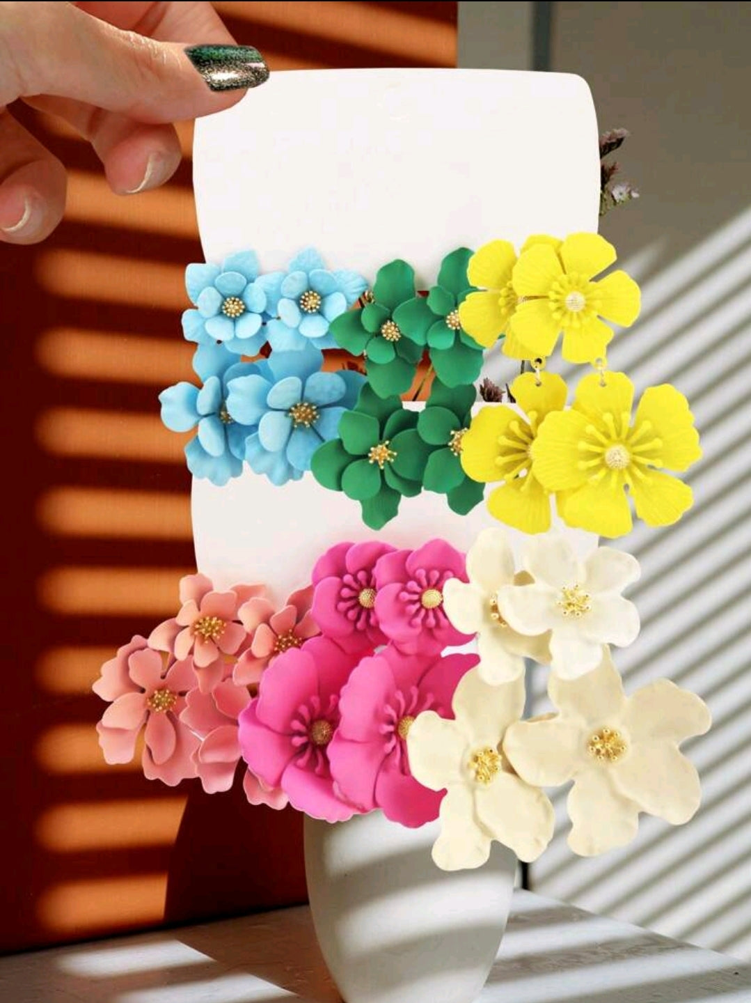 Betykuku 12 pièces Ensemble de boucles d'oreilles pendantes en métal avec fleurs de style bohème en couleurs mélangées, cadeau pour femmes et filles pour la Saint-Valentin, la fête des mères ou la fête des mères