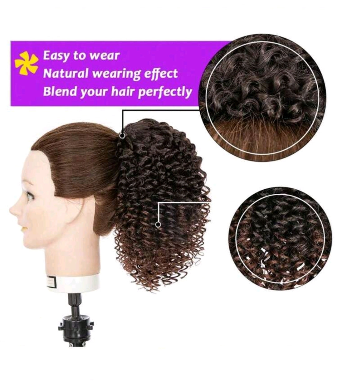 Chignon court bouclé à la mode, corde de traction naturelle de 12 pouces, deux clips, Synthétique femme africaine