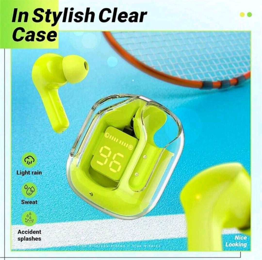 Casques de jeu de sport sans fil Tws Earbuds réduction de bruit Écouteurs micro-casques avec affichage LED Écouteurs transparents HiFi Sport sans fil TWS Écouteurs annulation de bruit universelle pour tous les téléphones portables Écouteurs sans fil HiFi