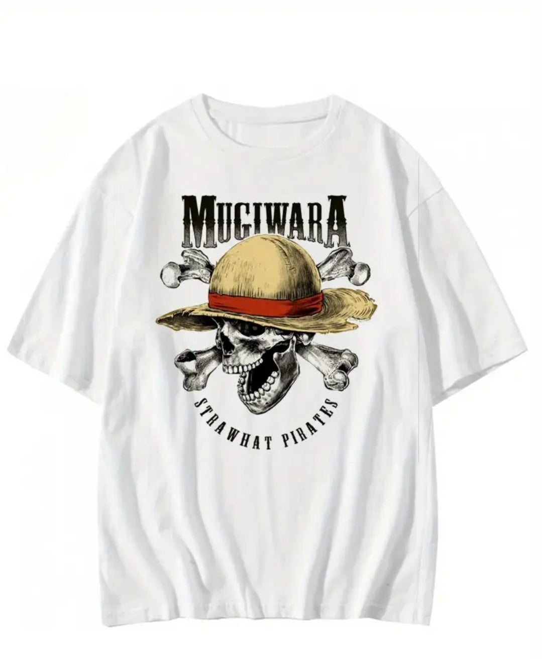 2025 Hommes Femmes T-shirt à manches courtes Pirate Mugiwara Chapeau en paille squelette en coton