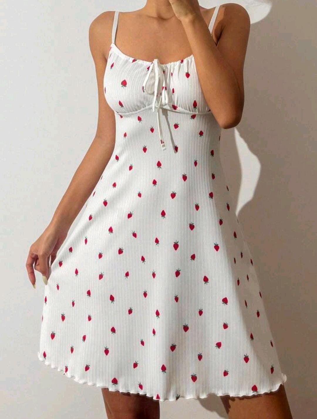 CottageSlumber Robe de pyjama nuisette imprimée de fraises pour femmes