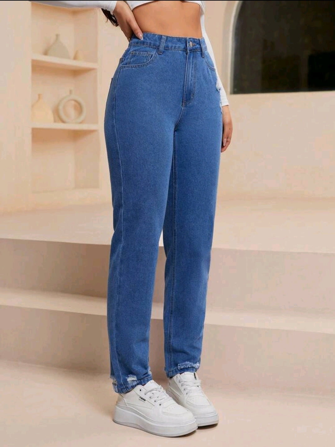 Jeans casual, fuselés et délavés avec poches pour femmes