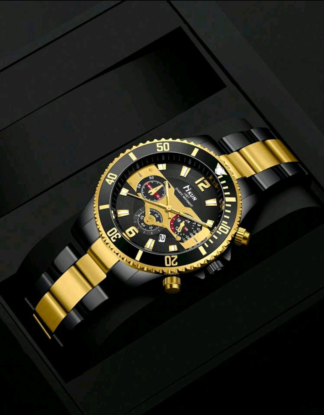 Ensemble de 6 pièces : montre quartz mode, portefeuille , porte-clés, tondeuse, lunettes de soleil, veilleuse d'humeur - ensemble cadeau pour hommes