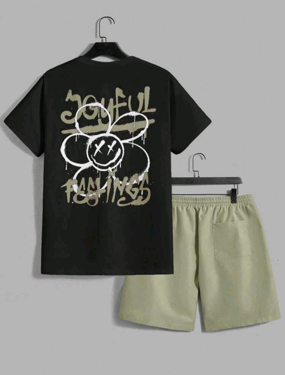 Manfinity EMRG Ensemble de t-shirt décontracté à col rond et à manches courtes