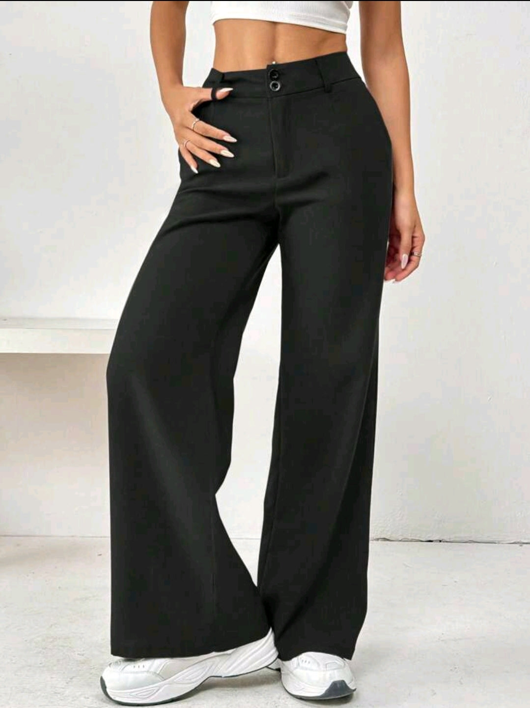 Flirla Pantalon à poches boutonnées à l'avant, tenue décontractée pour la vie quotidienne
