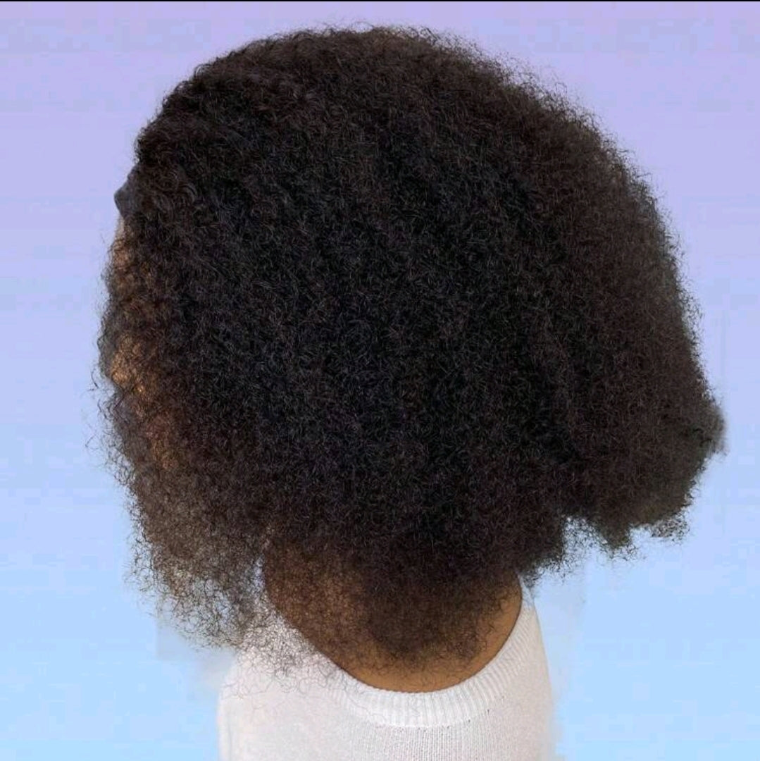 Perruque postiches cheveux humains frisés afro crépus, densité de 150%, couleur noire naturelle, fabriquée à la machine 10 inch