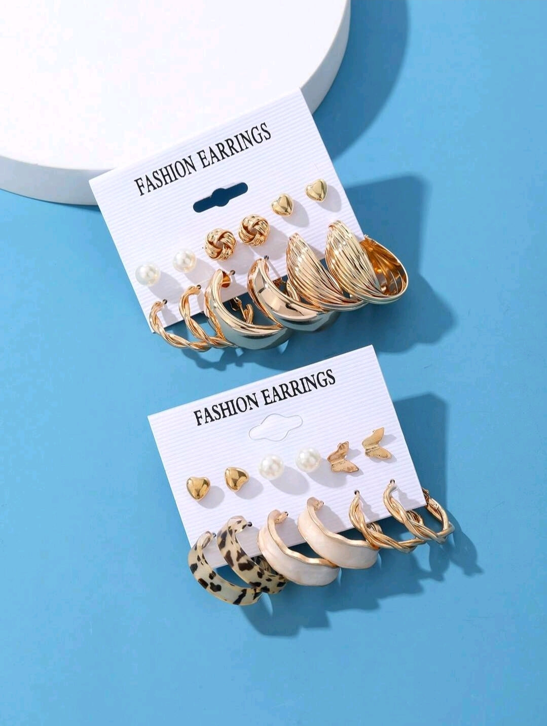 6 à 12 paires de nouveaux ensembles cadeaux d'boucles d'oreilles minimalistes en forme de cœur et d'anneau en C avec perle