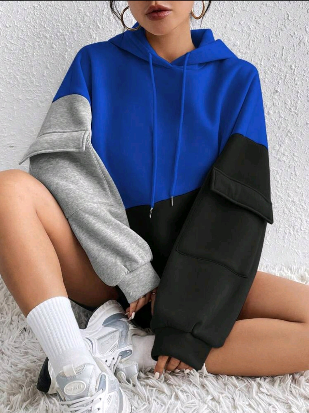 Flirla Sweat-shirt à capuche casual avec cordon de serrage