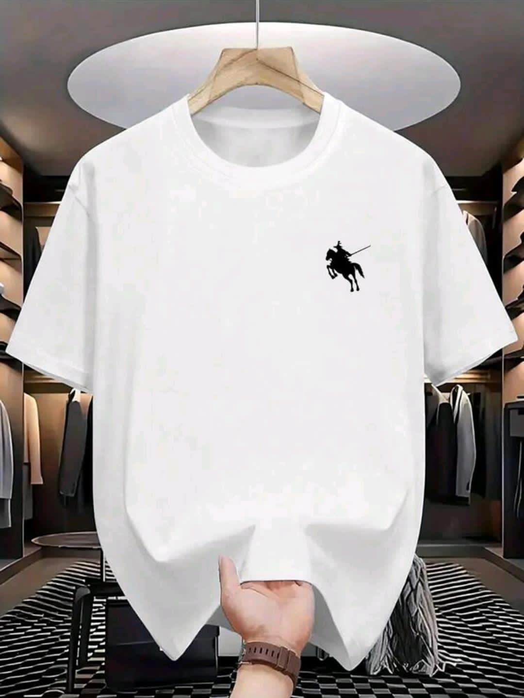 Manfinity Dauomo T-shirt noir populaire à l'imprimé de silhouette de cheval de randonnée pour hommes