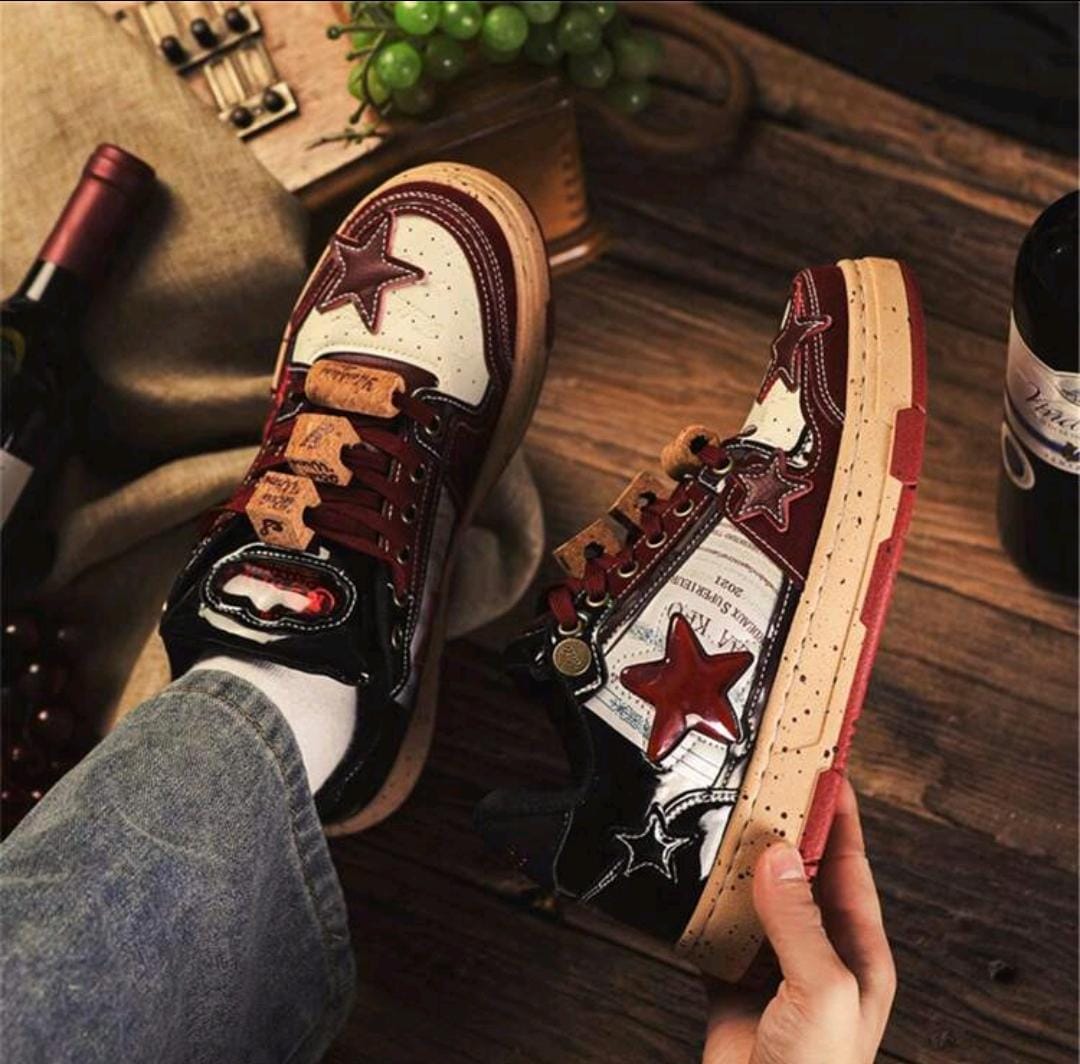 Nouvelles chaussures de skate basses pour hommes, style coréen haut de gamme avec semelle épaisse et motif d"étoile