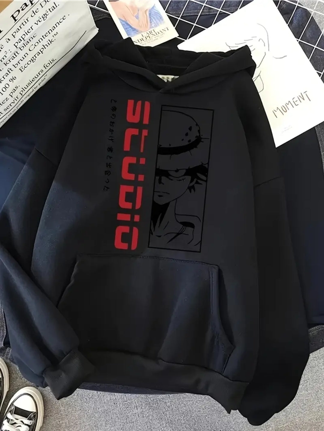 Sweat à capuche graphique tendance pour homme - Sweat confortable beige avec impression rouge