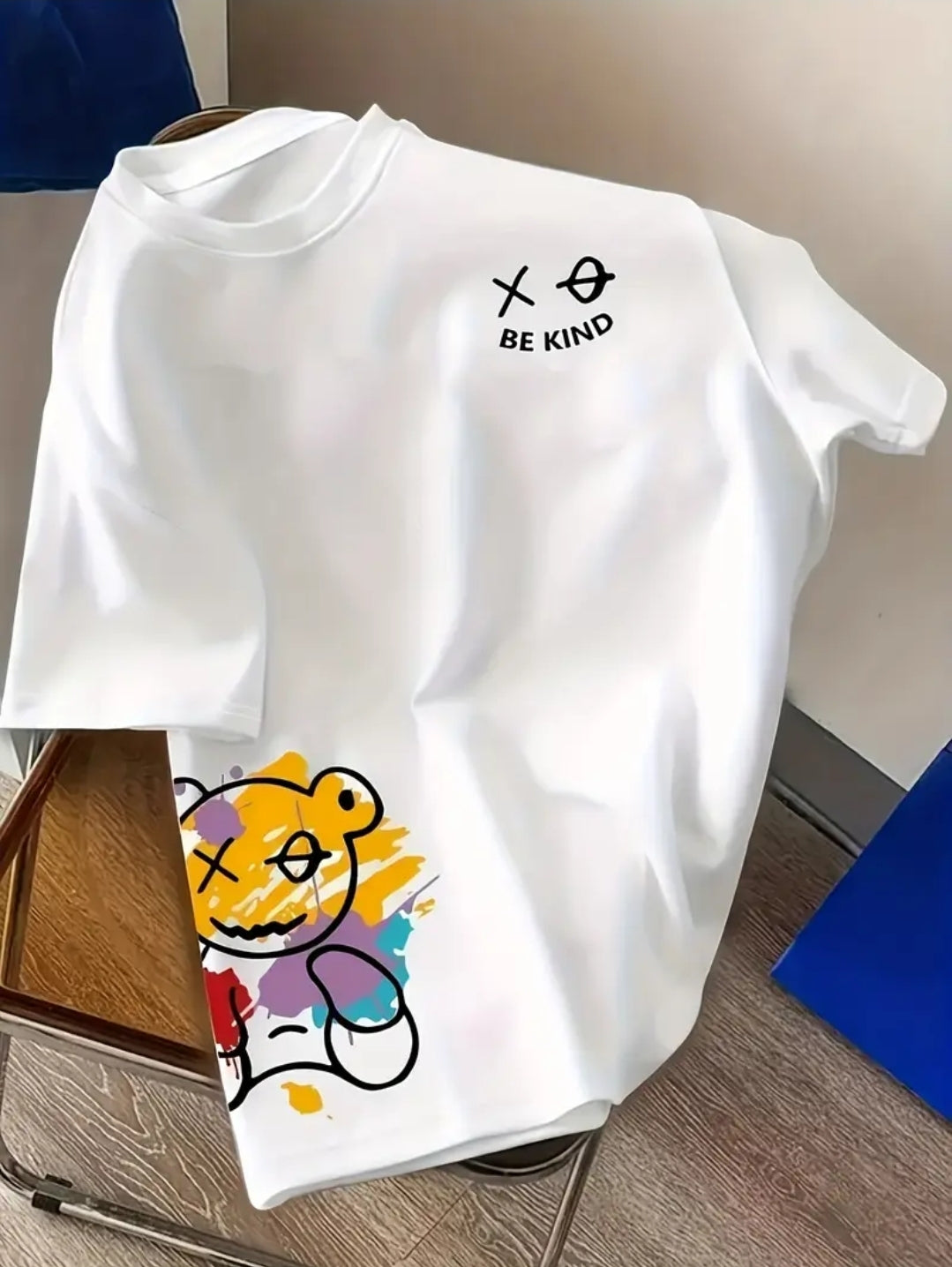 T-shirt Imprimé Numérique Pour Hommes, Col Rond, T-shirt À Motif D'ours Tendance