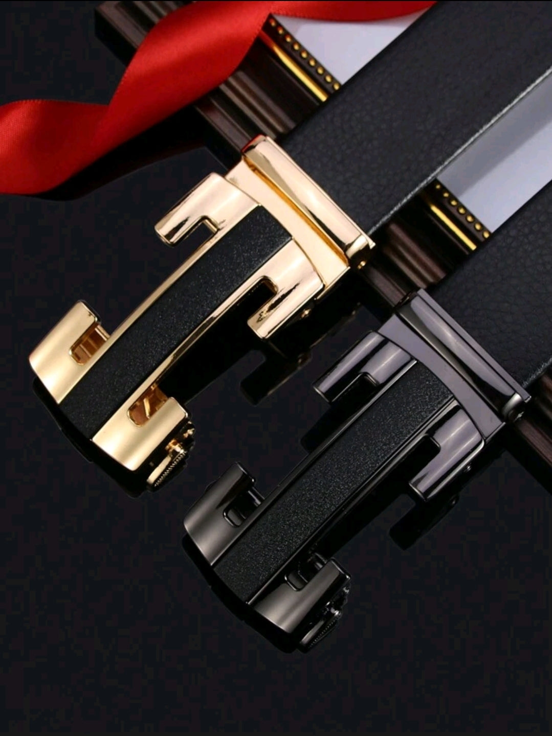 Ceinture pour hommes avec boucle automatique, ceinture avec motif lettre