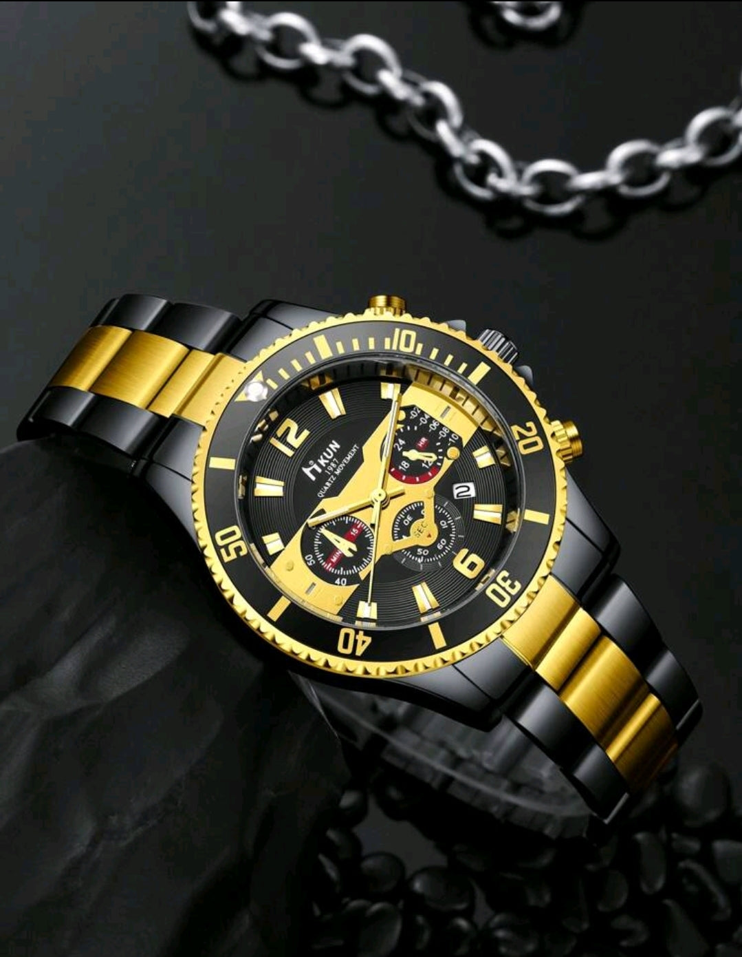Ensemble de 6 pièces : montre quartz mode, portefeuille , porte-clés, tondeuse, lunettes de soleil, veilleuse d'humeur - ensemble cadeau pour hommes