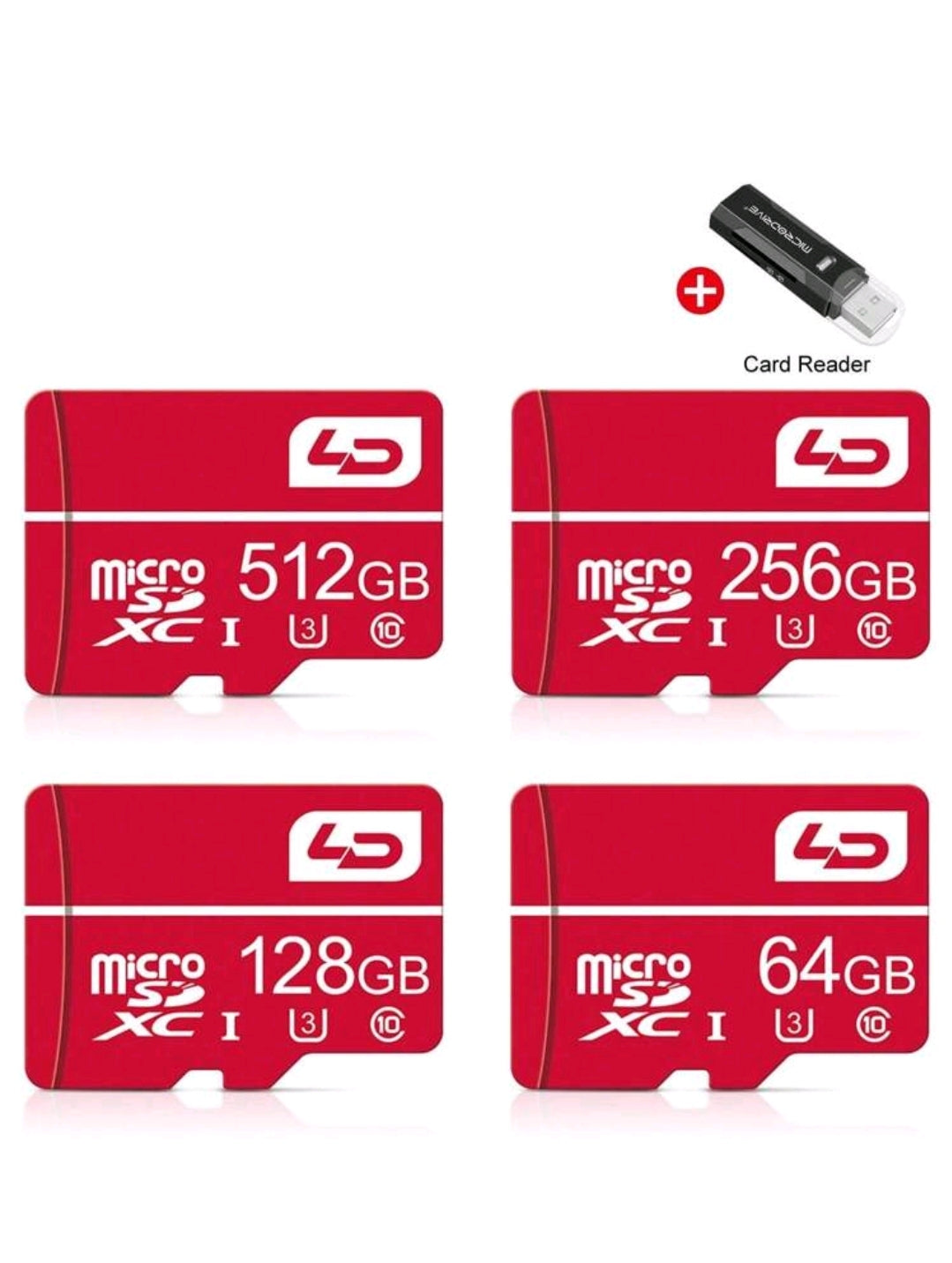 LD Carte Mémoire Ld Micro Sd Tf, 4 Go, 8 Go, 16 Go, 32 Go, 64 Go, 128 Go, 256 Go, 512 Go Sdxc/sdhc Mini Sd Card Class 10 Tf Flash Mini Sd Card + Lecteur De Carte Usb2.0