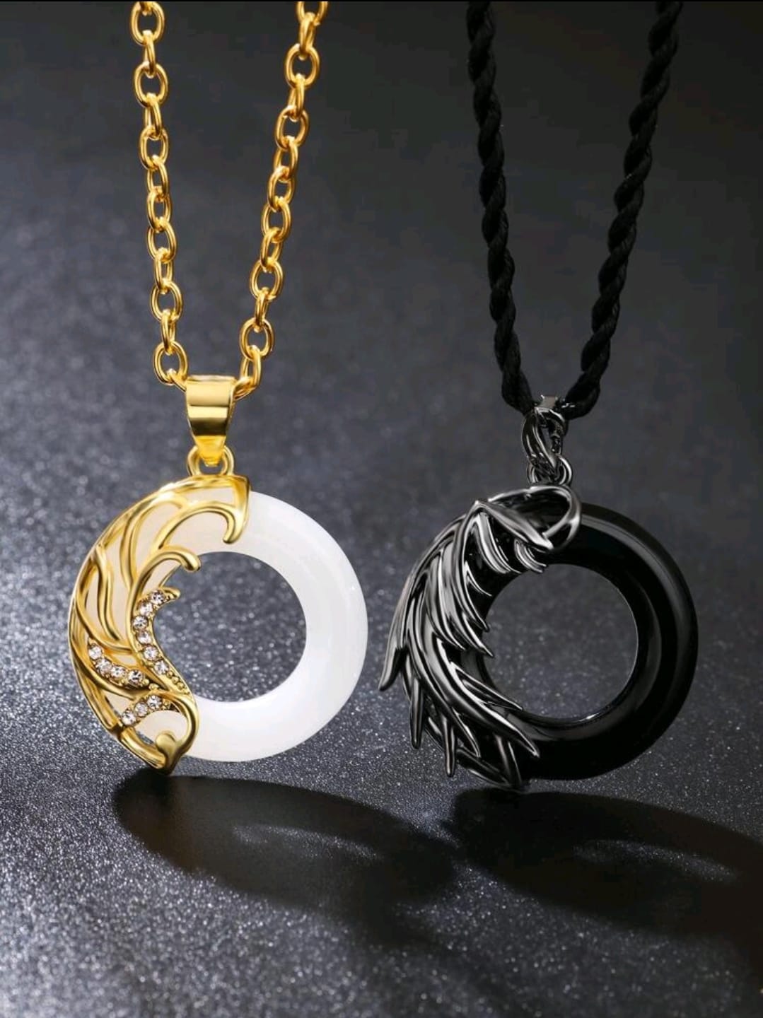 2 pièces/set couple À Breloque Ronde Collier , pour Cadeau Et Fête
