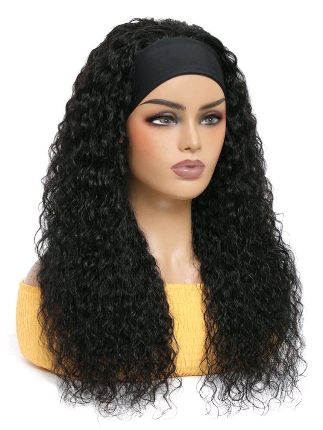Perruque bandeau à vague d'eau couleur noir naturel, cheveux humains vierges brésiliens non traités, perruque fabriquée à la machine, facile à porter, convient pour 130%, 150%, 180%
