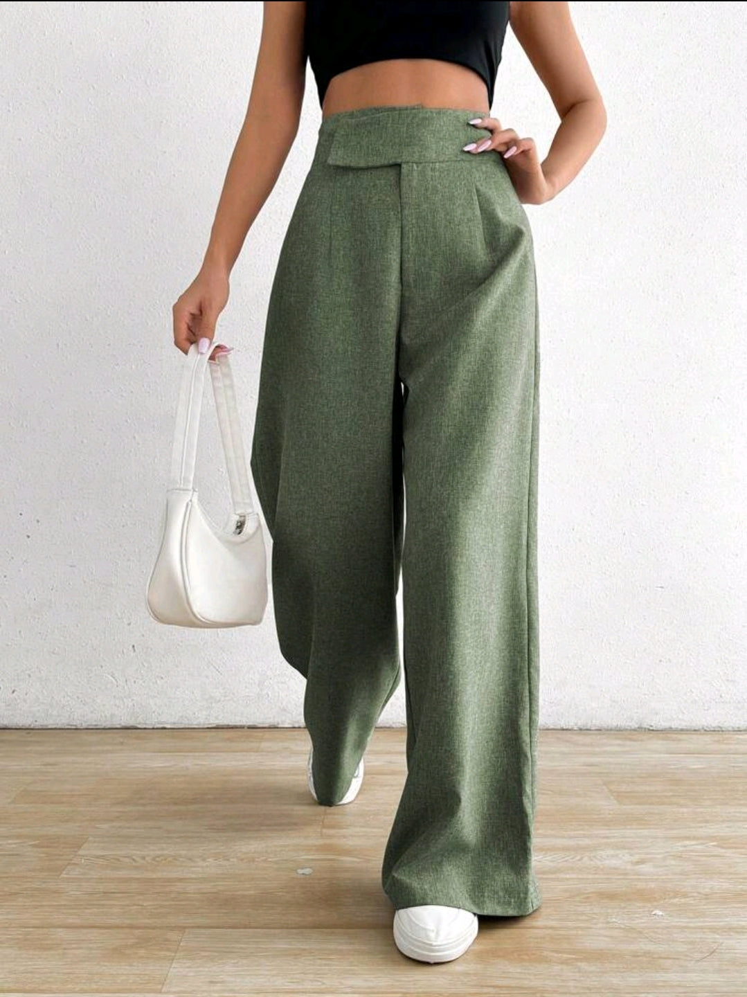 Rafferiza 1 pièce Pantalon casual ample asymétrique à la taille pour femmes