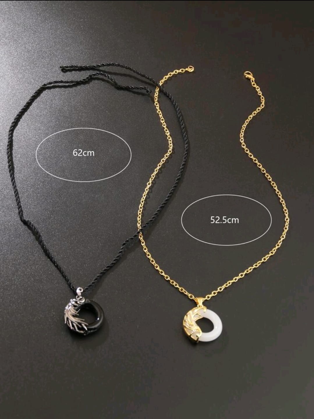 2 pièces/set couple À Breloque Ronde Collier , pour Cadeau Et Fête