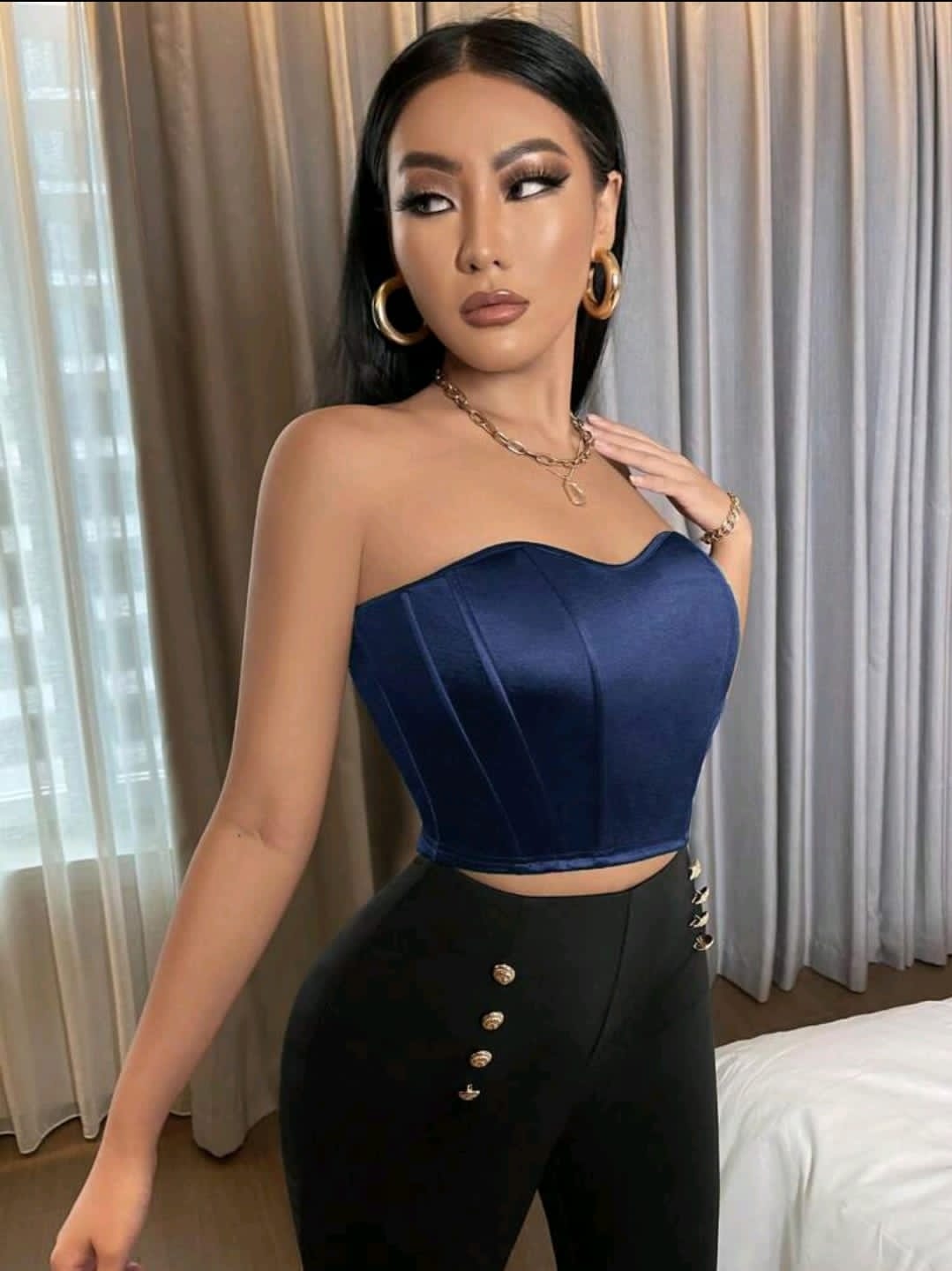 Top court tube satiné vert moulant sexy pour le printemps et l'été